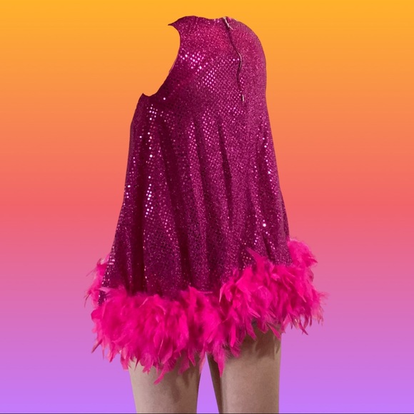 70s Party Girl Feather Sequin Dress - Picture 2 of 2